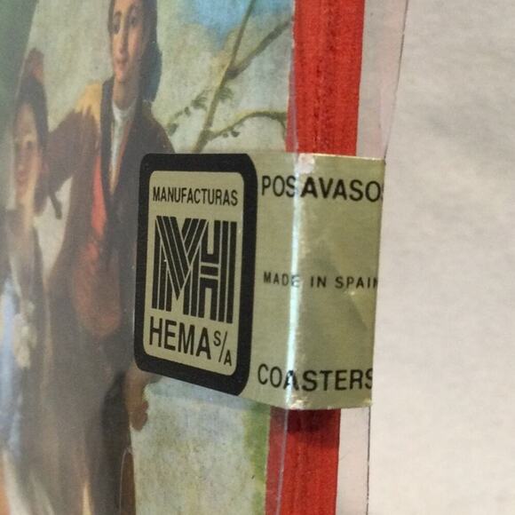 Vtg HEMA Goya Artwork Spain Drink Coasters Set Of 6 In Original Package NEW Red - Picture 8 of 9